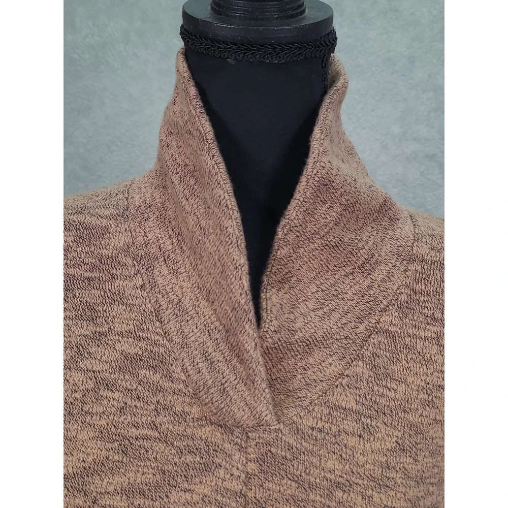 Pure Jill Women's Brown Speckled Cowl Neck Long Sleeve Sweater‎ Top Size L Tall